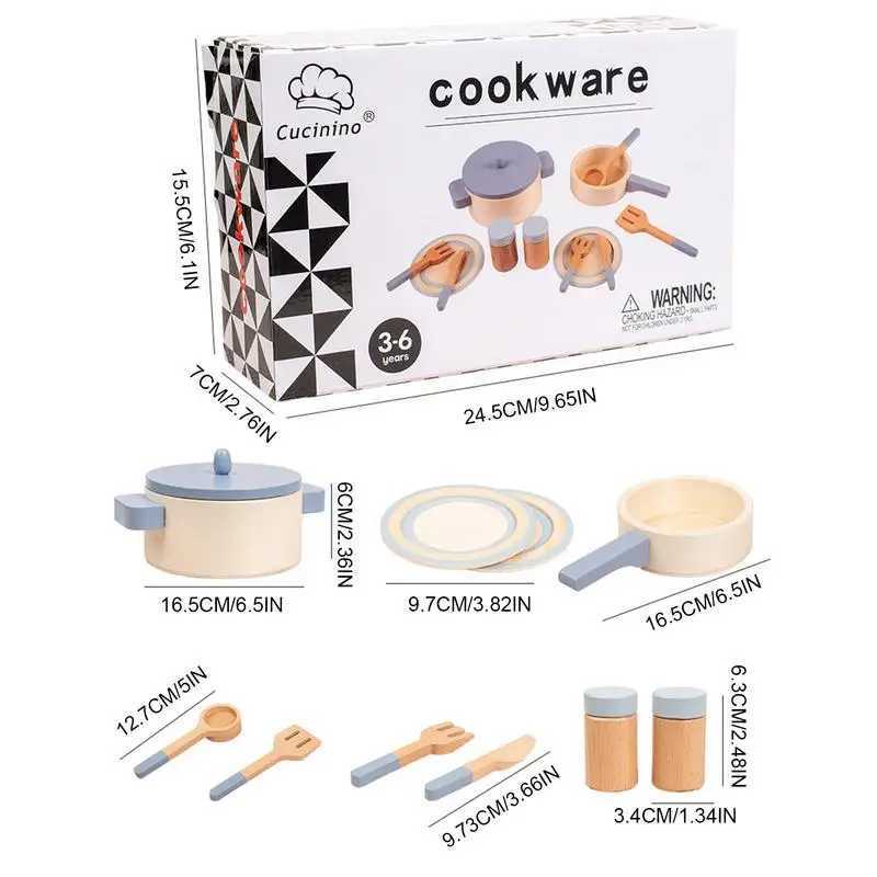 Wooden Mini Kitchen Cookware Pot Pan Cook Pretend Play Educational House Toys For Children Simulation Kitchen Utensils Girls Toy C250922