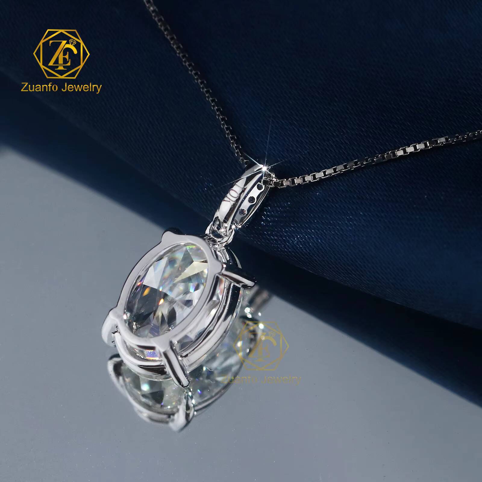 IGI CVD HPHT Fine Jewelry Lab Diamond Pendant 10K 14K 18K White Gold 1CT4CT Oval Shape Lab Grown Diamond Solitaire Pendant