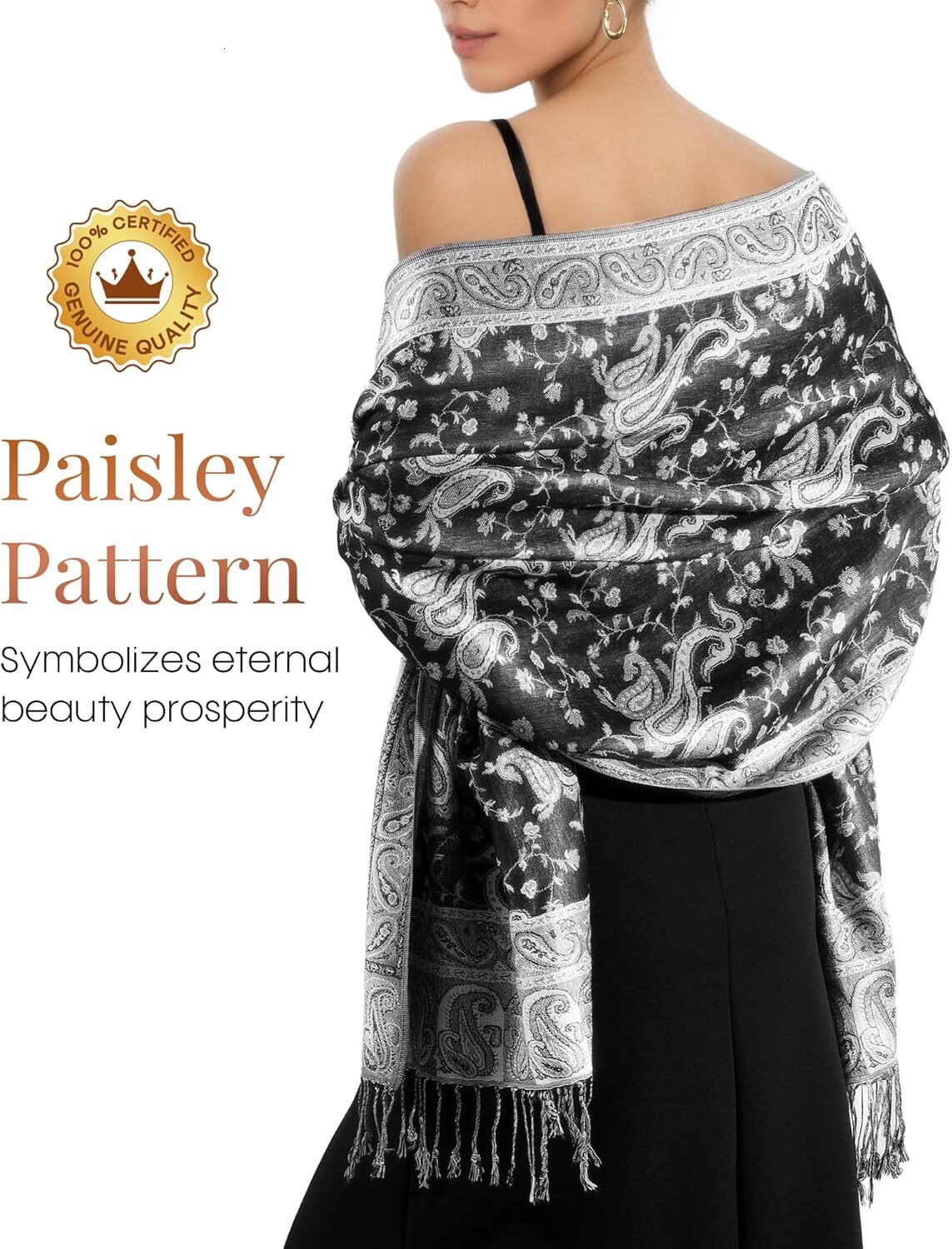 Reversible Paisley Pashmina Shawl Wraps Women Soft Exotic Indian Rave Scarf for Evening Dress Festival Scarves