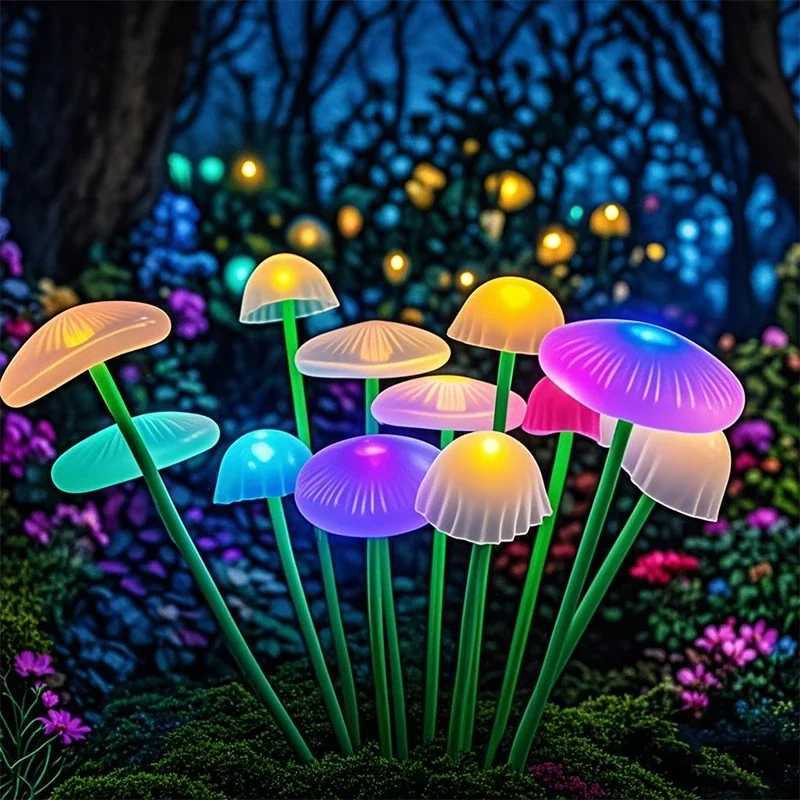 Outdoor LED Jellyfish Sway Lawn Lights Garden Decor Waterproof Solar Pathway Mushroom Light For Patio Balcony Yard Flowerbed C250922