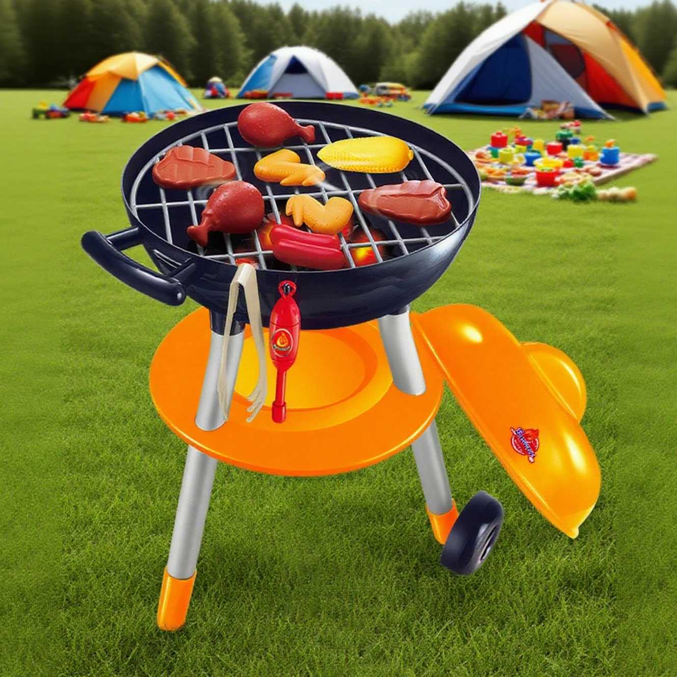 Simulation BBQ Kitchen Barbecue Toys for Girls Electric Barbecue Oven Pretend Play Food Toy Set Play Role Montessori House Play C250922