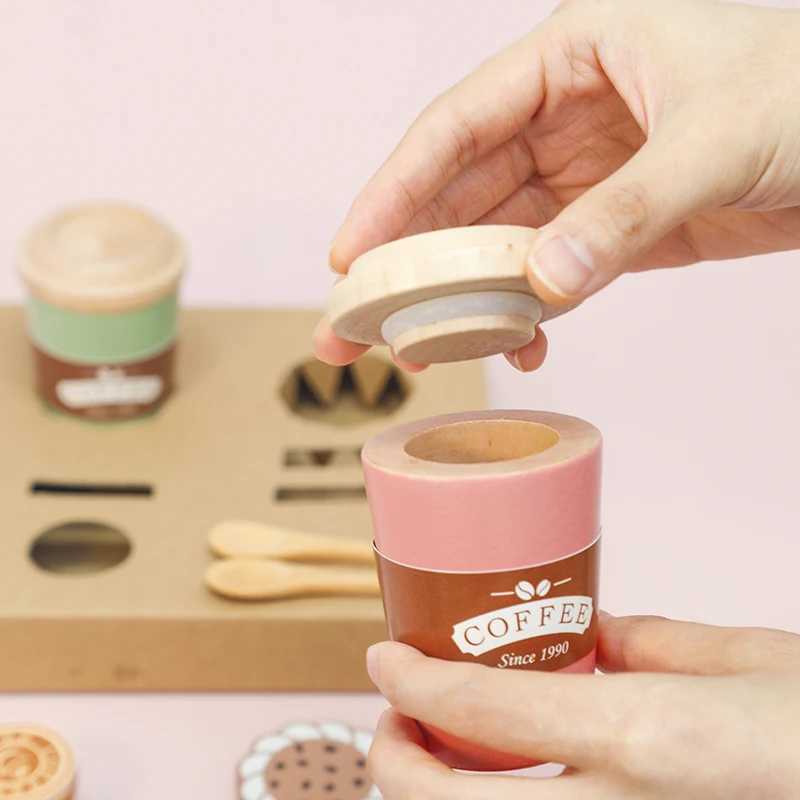 Role Pretend Play Children Simulation Creative Coffee Set Early Educational Afternoon Tea Role Playing Toys for Kids Wooden Toy C250922