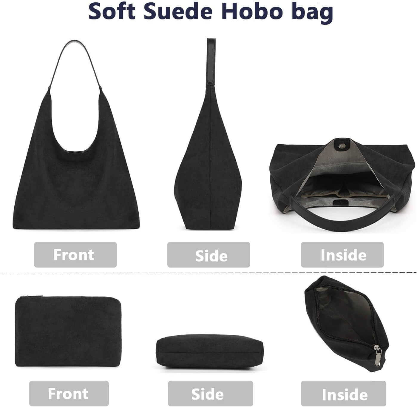 Suede Tote Bag for Women Super Soft Slouchy Large Capacity Work Handbags Vintage Brown Suede Bags Z250922