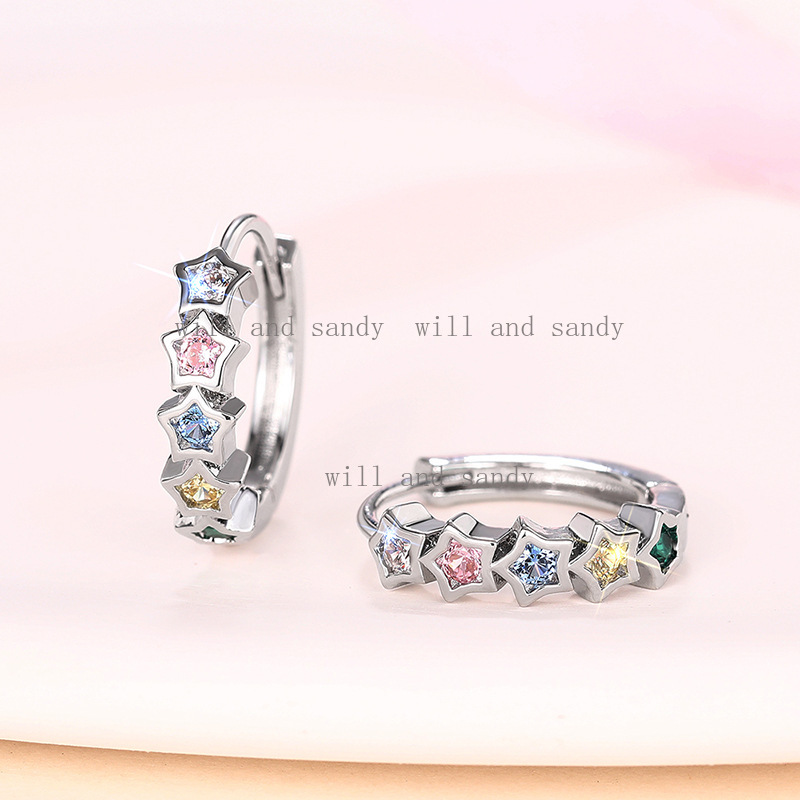 Sterling Silver Earrings Hypoallergenic Huggie Earrings for Women Colorful Multicolor Cubic Zirconia Hoop Earrings Jewelry Anniversary Birthday Gift