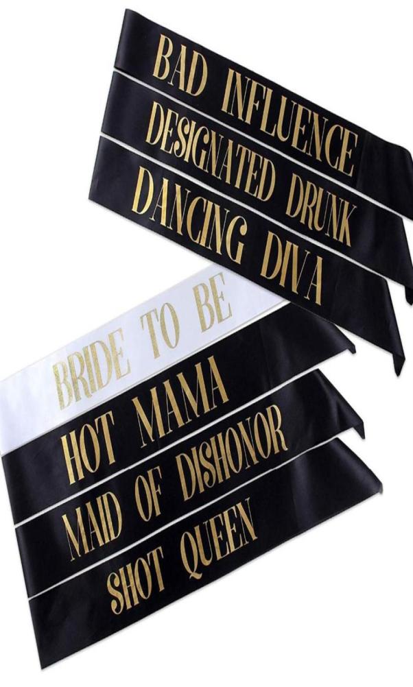 7pcs lot Bachelorette Sashes Bride to Be Sash Wedding Bridal Bachelorette Party Decorations Supplies Favors Short Queen Mama335V3328653