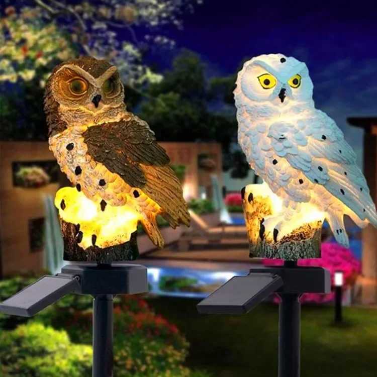 Waterproof solar owl lamp resin lamp led decorative landscape lamp outdoor garden decorative lawn plug lamp C250922