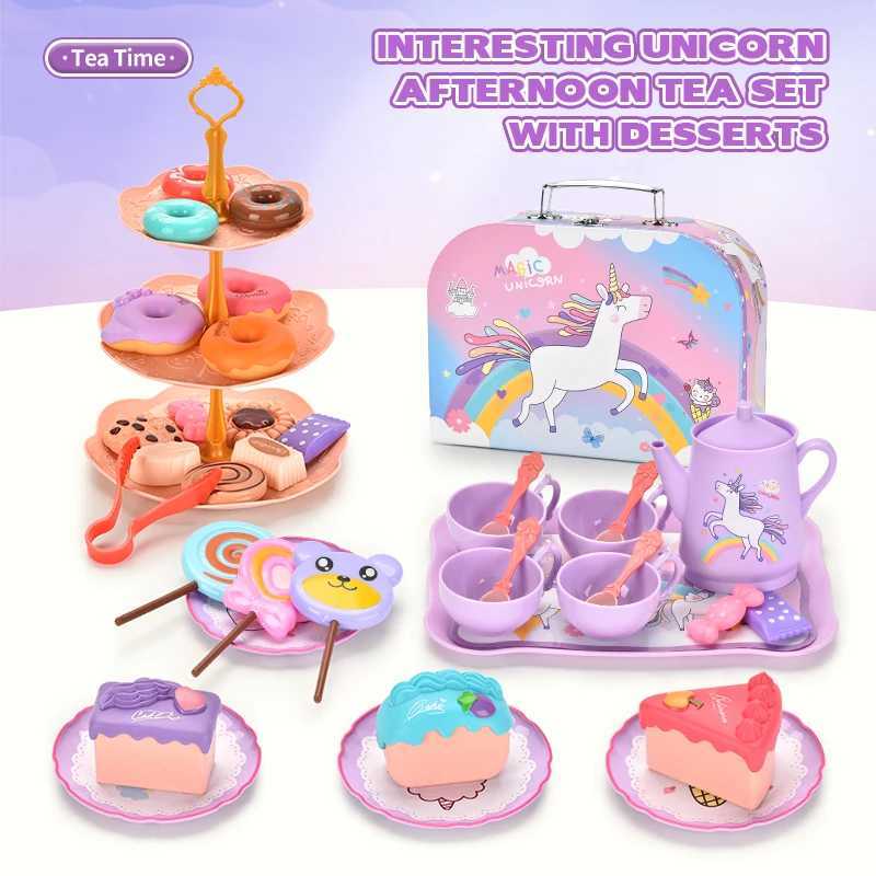 44pcsSet Tea Party Set Fake Plastic Teapot Set Role Play Toys Princess Afternoon Tea Time Play Kitchen Toys with Dessert Bi C250922