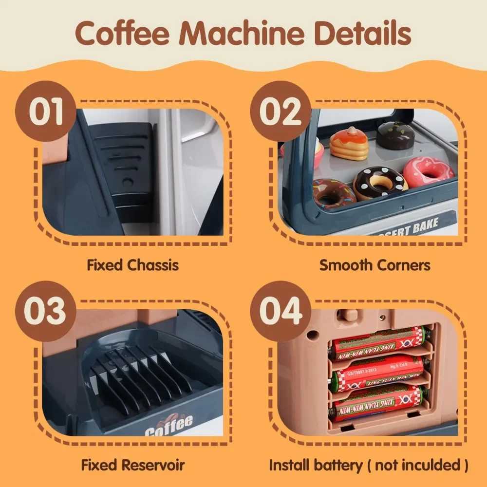 Coffee Machine Set Kitchen Toys Simulation Food Bread Pretend Play Shopping Cash Register For Kids C250922