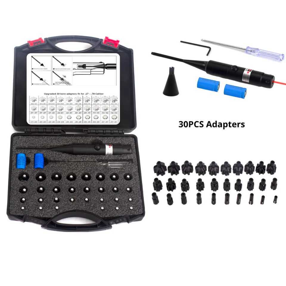 Laser Bore Sight Kit with 30 Adapters Laser Collimator 177 22LR to 12GA Boresighter for Hunting and Fishing X250922