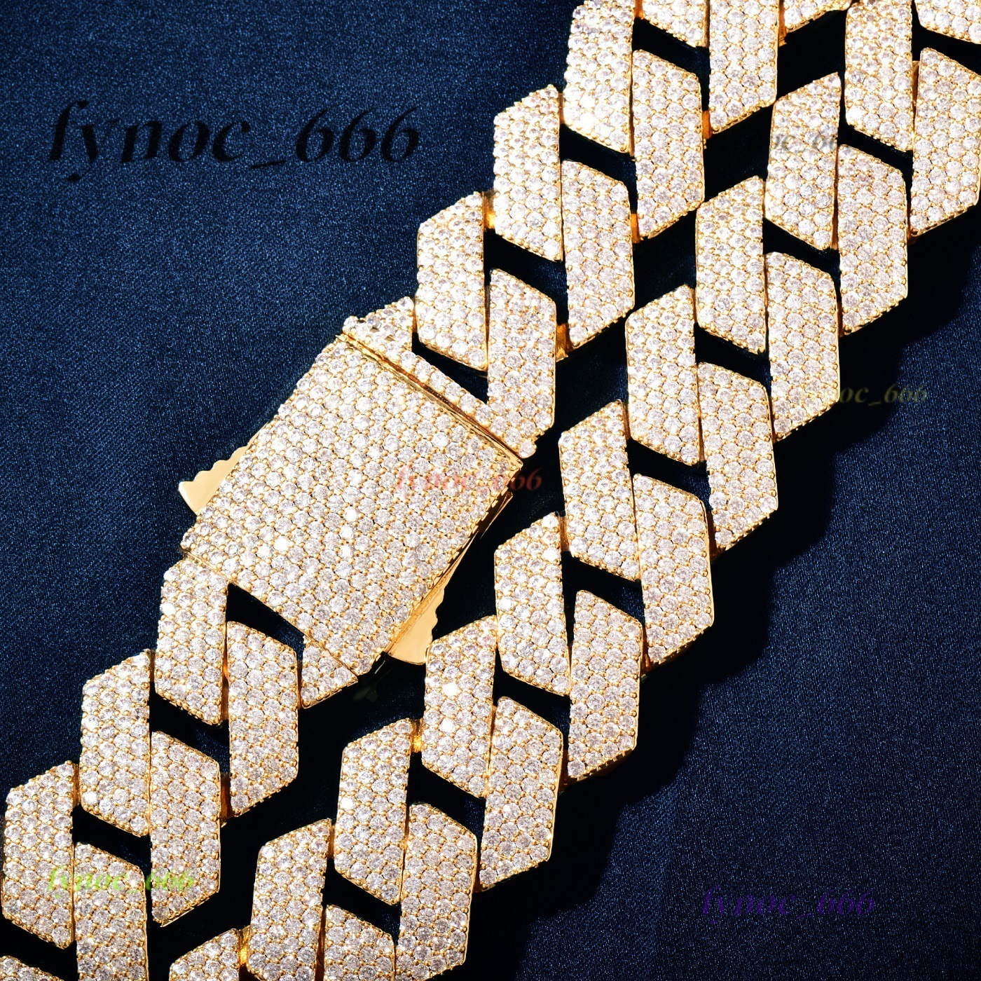 Wholesale 20mm Rhombic Cuban Link Bracelet Necklace Gold Brass Iced Bling Cubic Morganite Diamond Miami Cuban Links Chain Jewelry
