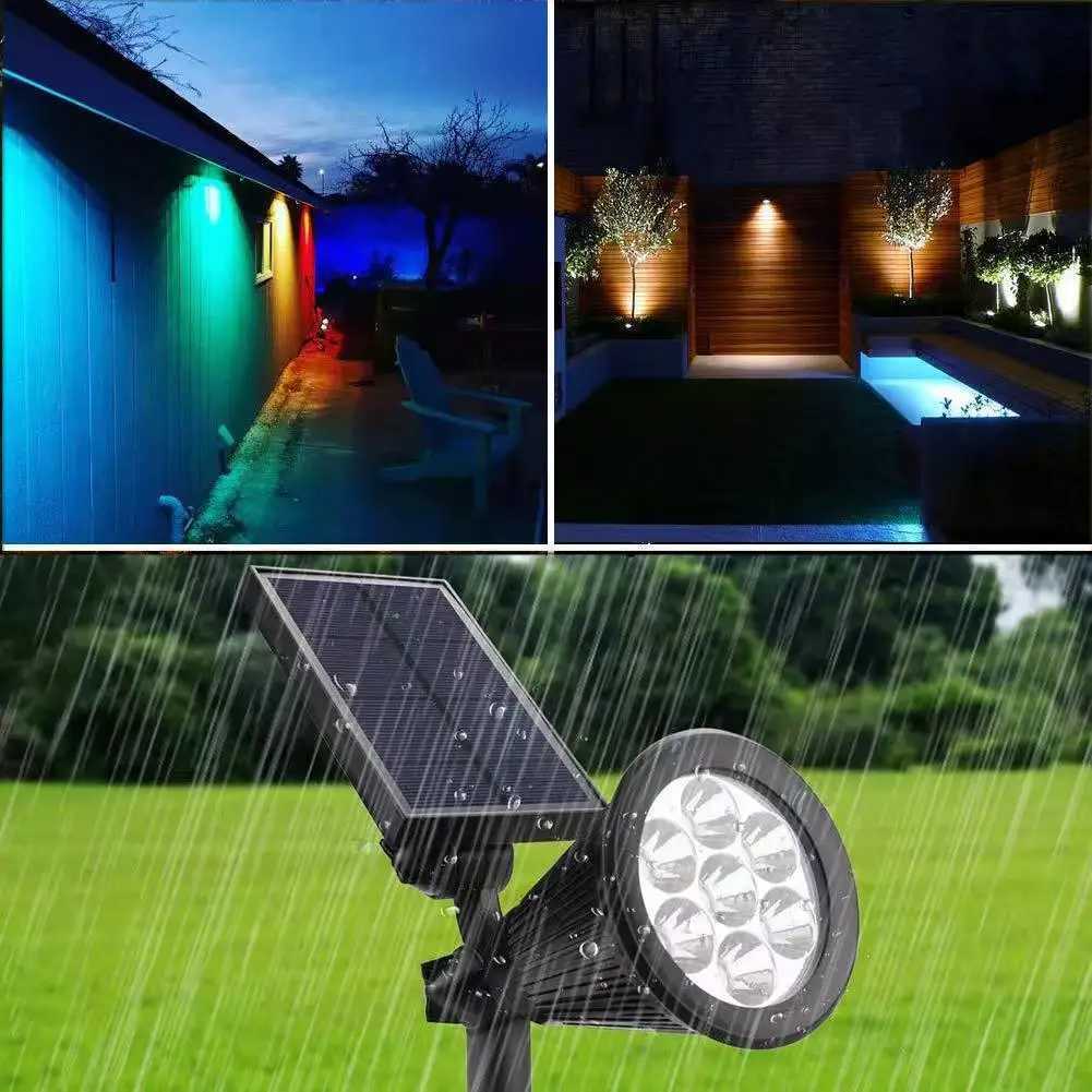 7LED Solar Lawn Lamp Outdoor RGB Solar Spotlight Garden Landscape Light for Wall Path Tree Lawn Halloween Christmas Decoration C250922