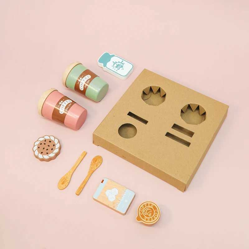 Role Pretend Play Children Simulation Creative Coffee Set Early Educational Afternoon Tea Role Playing Toys for Kids Wooden Toy C250922