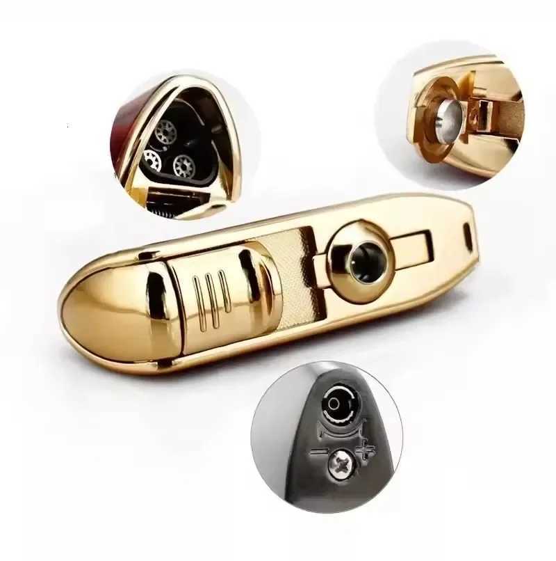 Original Cigar Lighter Metal Outdoor Windproof 3 Jet Blue Flame Turbo Torch Lighter with Cigar Drill Mens Gift F250922