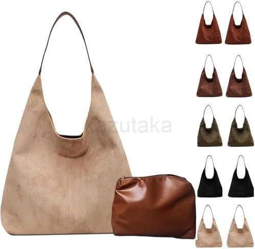 Brown Suede Tote Bag Womens Shoulder Bag with Suede Tote Option Z250922