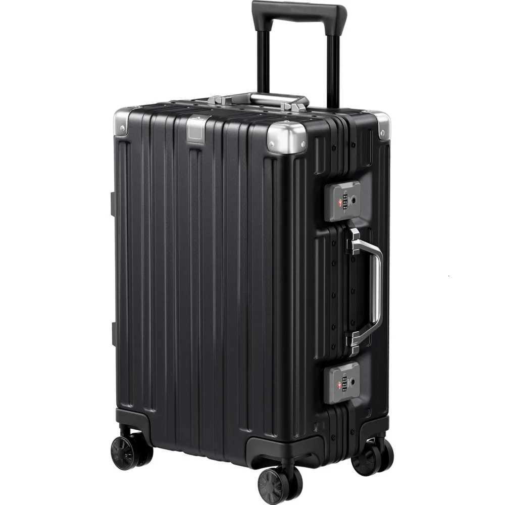 Krute Carry On Luggage 20 inch Aluminum Frame Suitcase with Spinner Wheels No Zipper Hardshell PCABS Luggages TSA Lock ZipperleXJ250922