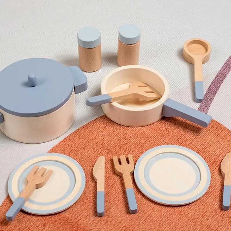 Wooden Mini Kitchen Cookware Pot Pan Cook Pretend Play Educational House Toys For Children Simulation Kitchen Utensils Girls Toy C250922