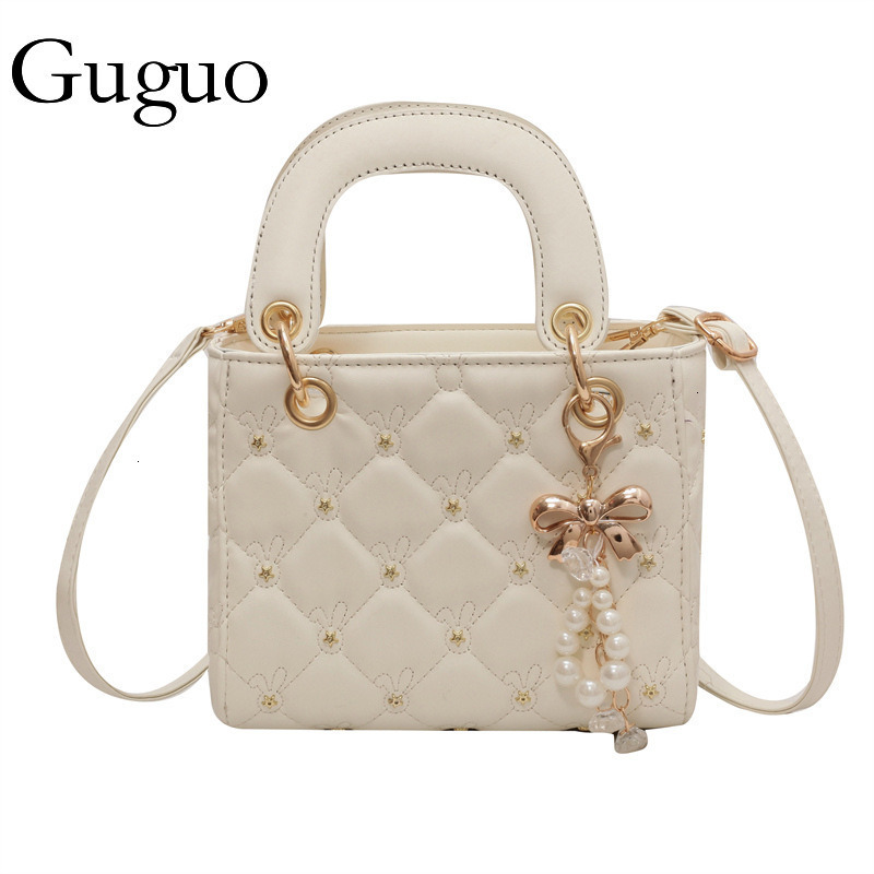 Guguo Designer Bag Quilted Embroidery Small Bag For Women 2025 Summer New Fashionable Single Shoulder Crossbody Luxury Bag Bag Stylish Handheld Small 