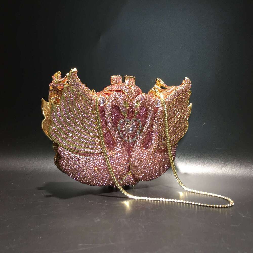Designer Luxury Chain New Product Hot Sale Ladies Purse Crystal Stone Evening Bags Lady Purses Design Swan Clutch Bag