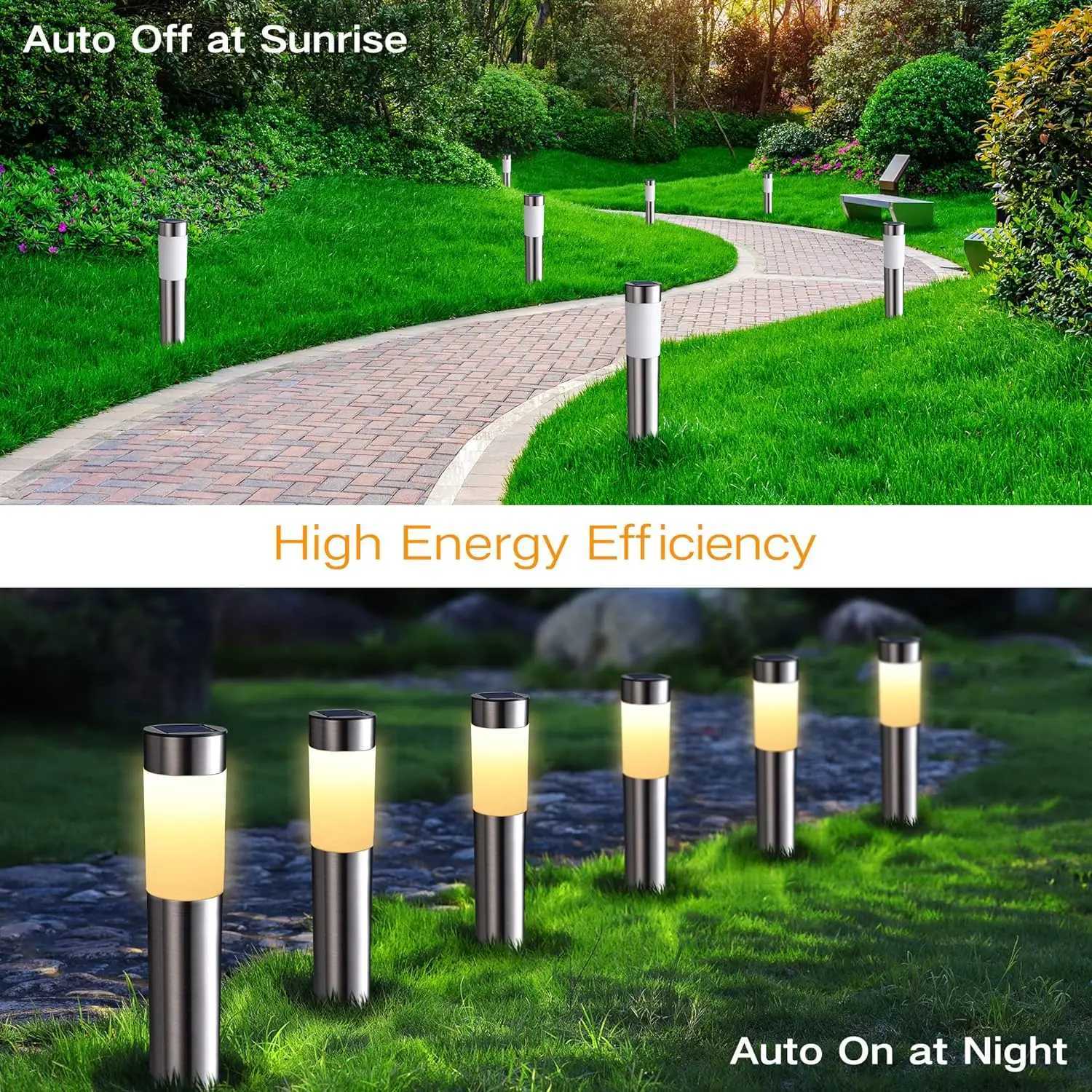 12468 Pack Solar Garden Pathway Lights Outdoor Waterproof LED Lighting Ground Plug Bollard Light for Patio Garden Lawn Yard C250922