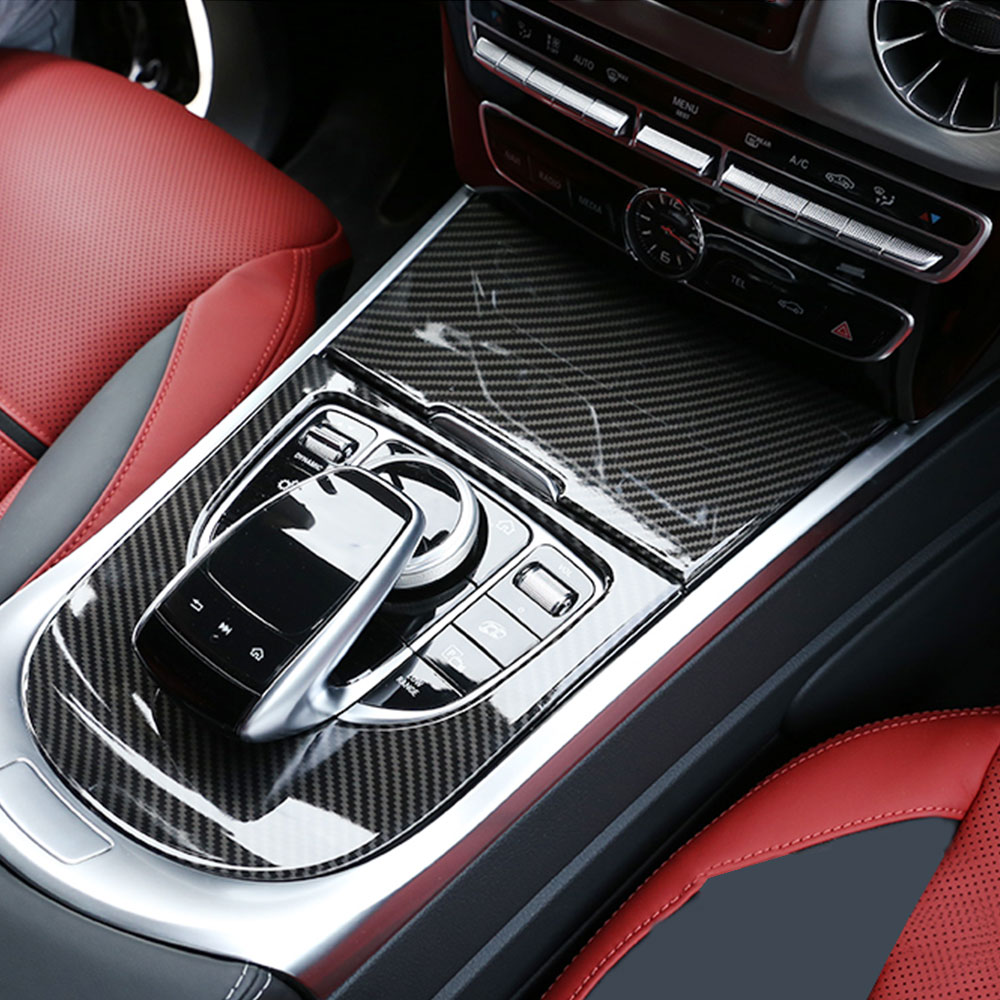 Car Carbon Fiber Center Console Gear Shift Panel Cover Trim For Mercedes Benz G-Class W464 G63 AMG G550 G500 2019-2025 Benz Accessories