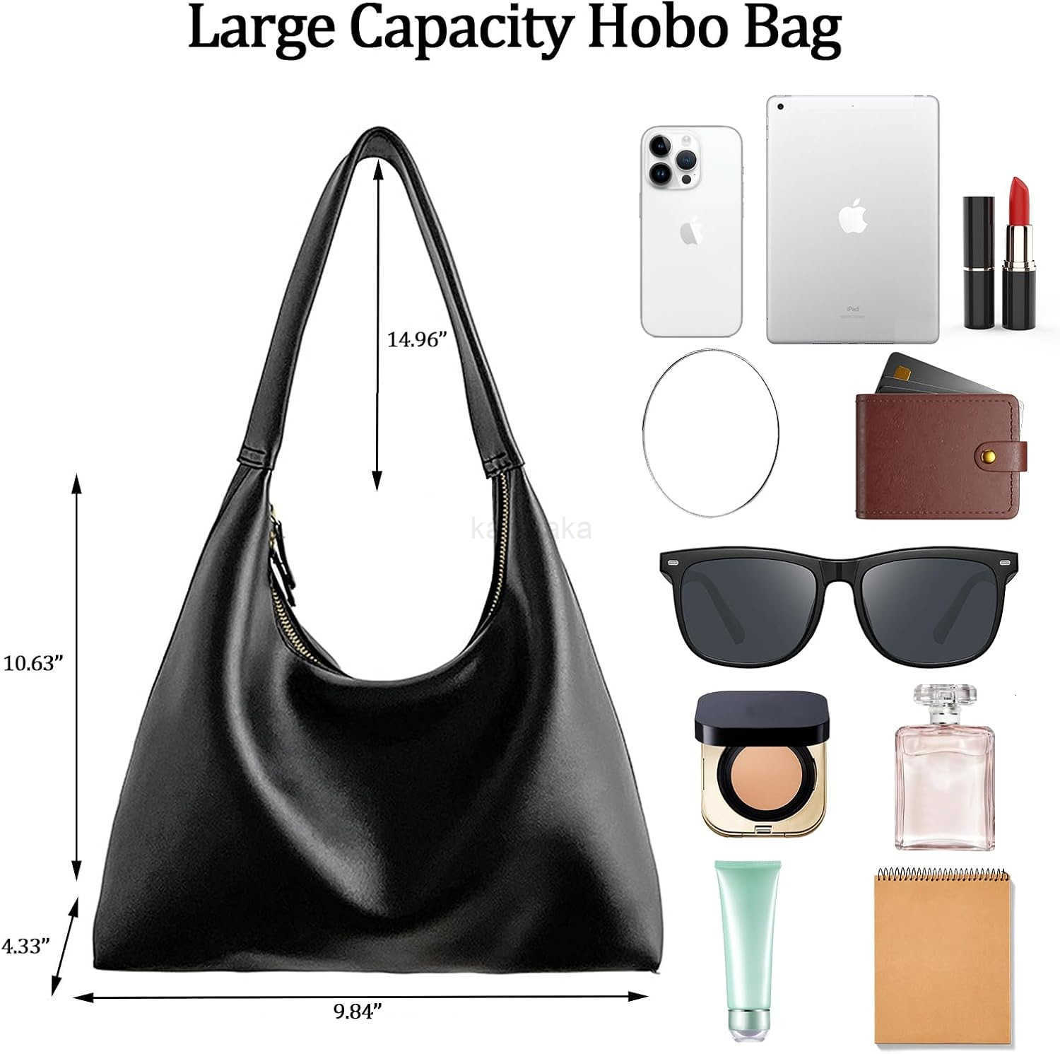 Small Soft Shoulder Purse Slouchy Tote Handbags Leather Women with Double Zipper Design Z250922