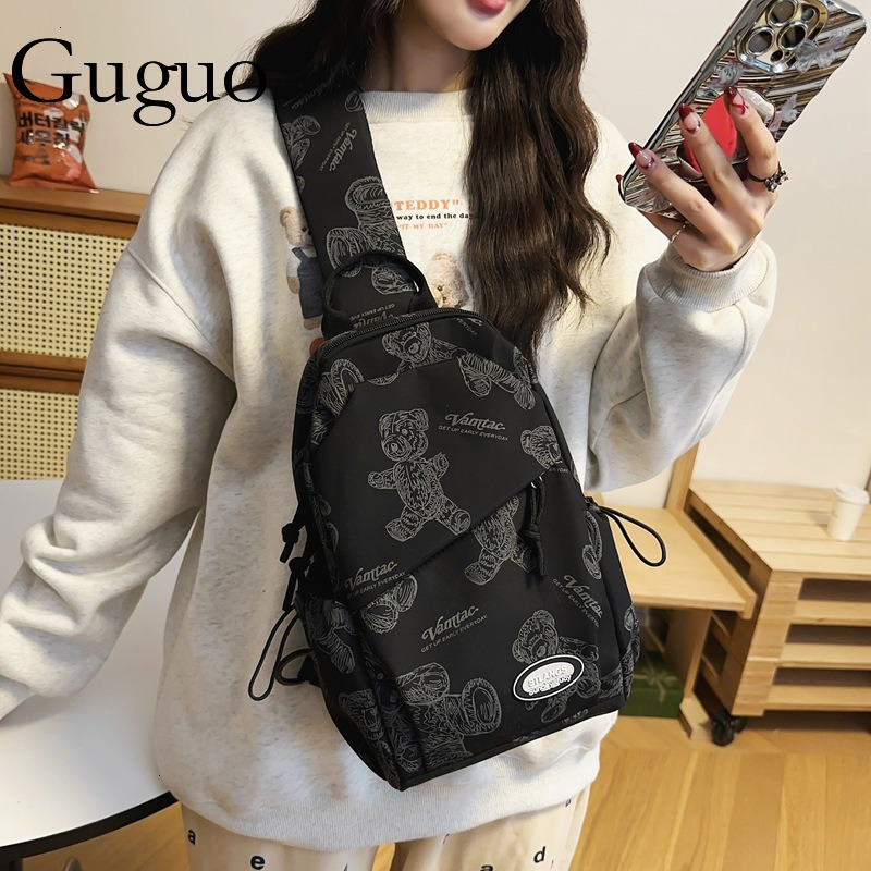 Guguo Designer Bag New Chest Bag For Men Luxury Bag Style Versatile Shoulder Bag, Fashionable Sports Small Backpack For Students, Trendy Crossbody Bag