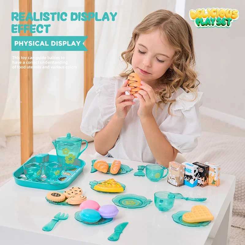 Girls Tea Party Set with Kettle Cookies Play Food for Kids Halloween Christmas Gift C250922