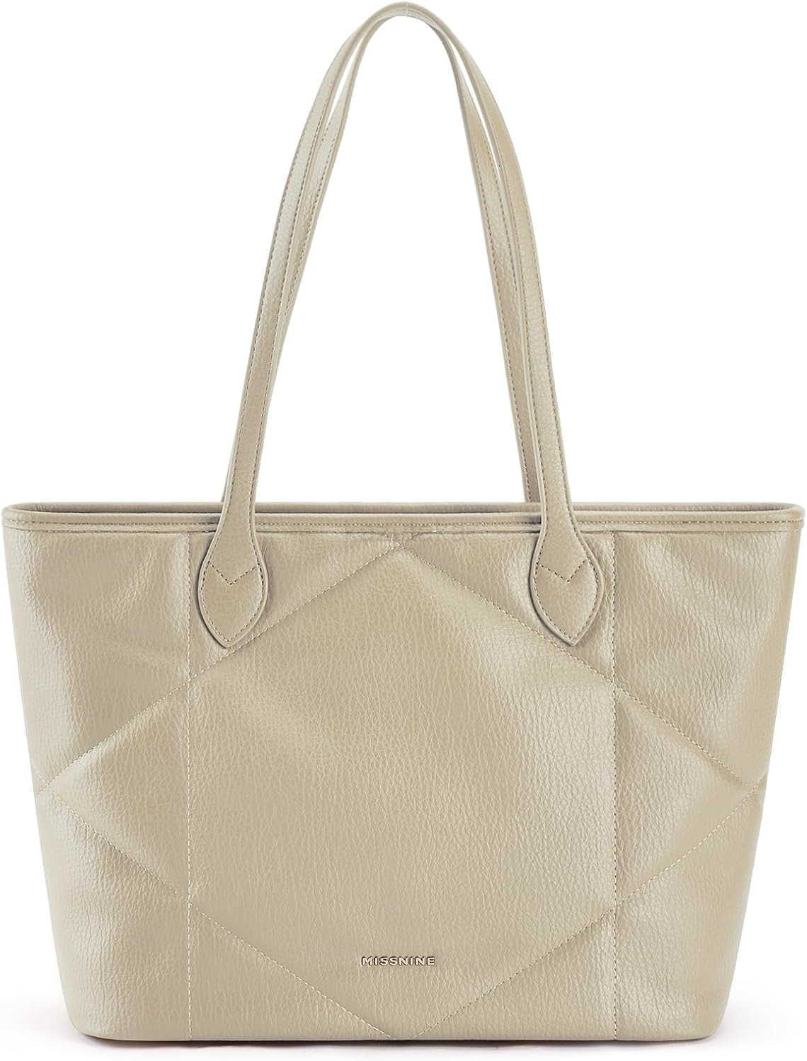 Missnine Quilted Tote Bags with Zipper Vegan Leather Purses and Handbags for Women Large Hobo Shoulder Bag Z250922