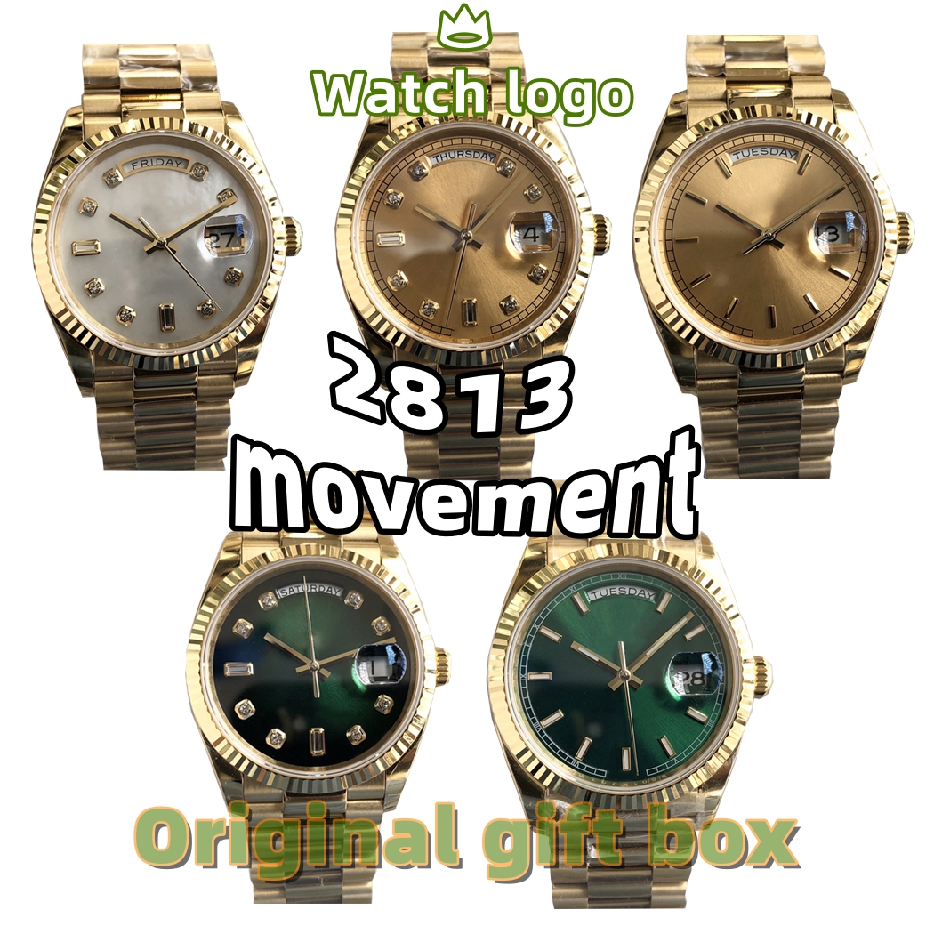 Day Date Designer Men's Watch 40MM Luxury Men's Watch Automatic Date Gold Dial Automatic Movement Sapphire Glass 904L Stainless Steel Strap Montre Watches jason 007