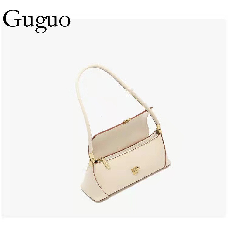 Guguo Designer Bag Niche Design High-end Retro Korean INS 2025 Spring New Underarm Baguette Bag For Women Luxury Bag Versatile Shoulder Bag