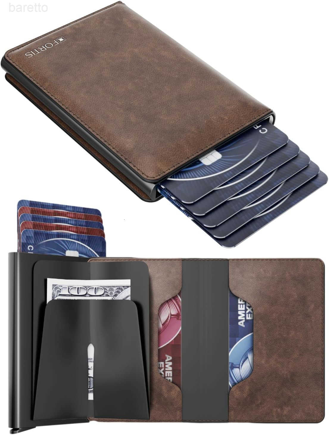 Slim WalLEt for Men RFID Blocking Minimalist Credit Card Holder Stylish Men WalLEt for Security Convenience Front POCket Cardholder Holds 8 Cards Brow