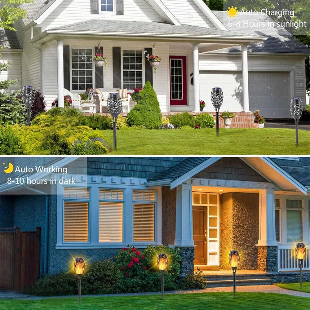 12LED Solar Flame Torch Light Flickering Light Waterproof Outdoor Garden Decoration Landscape Lawn Path Yard Patio Floor Lamps C250922