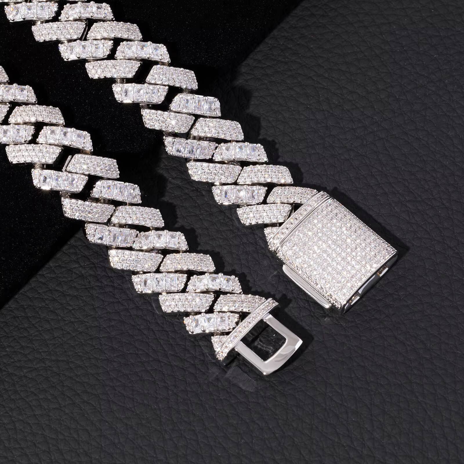 Top Icy 18mm Mix Style Cuban Link Chain Box Clasp Luxury Man Hip Hop Necklace Bling Square Mix Round Diamond Cuban Necklace