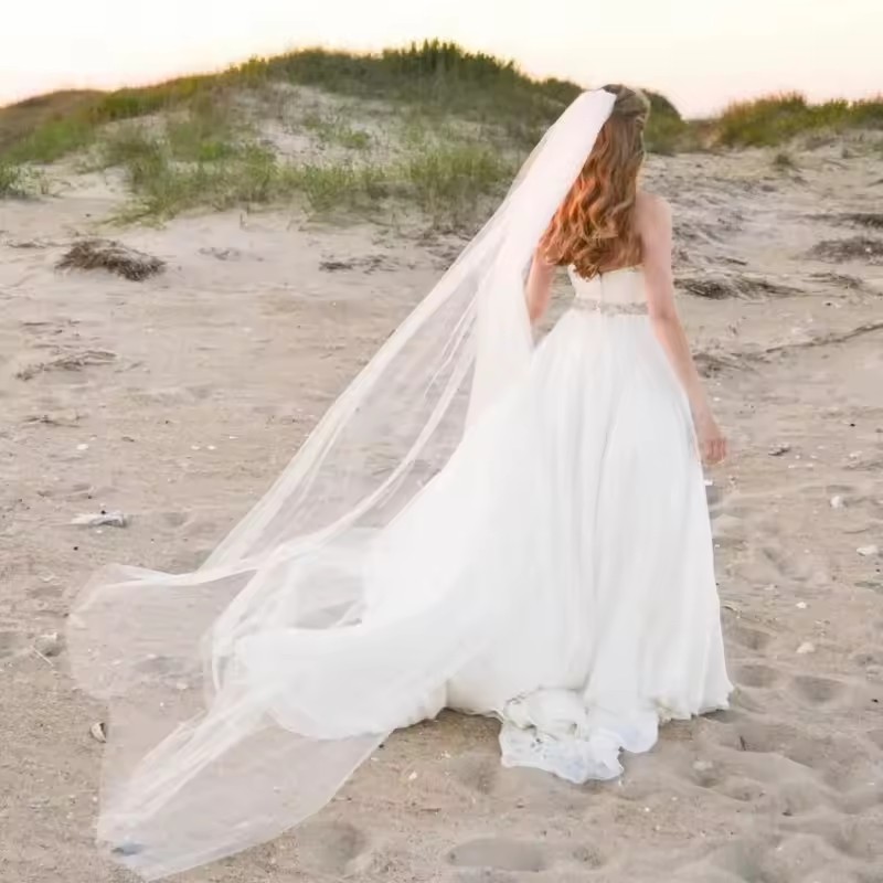 3 Meters One-Layer Soft Tulle Long Bridal Veils With Comb Romantic White Ivory Black Marriage Hair Accessories Bride Wedding Veil Lg0306 Youmaidress