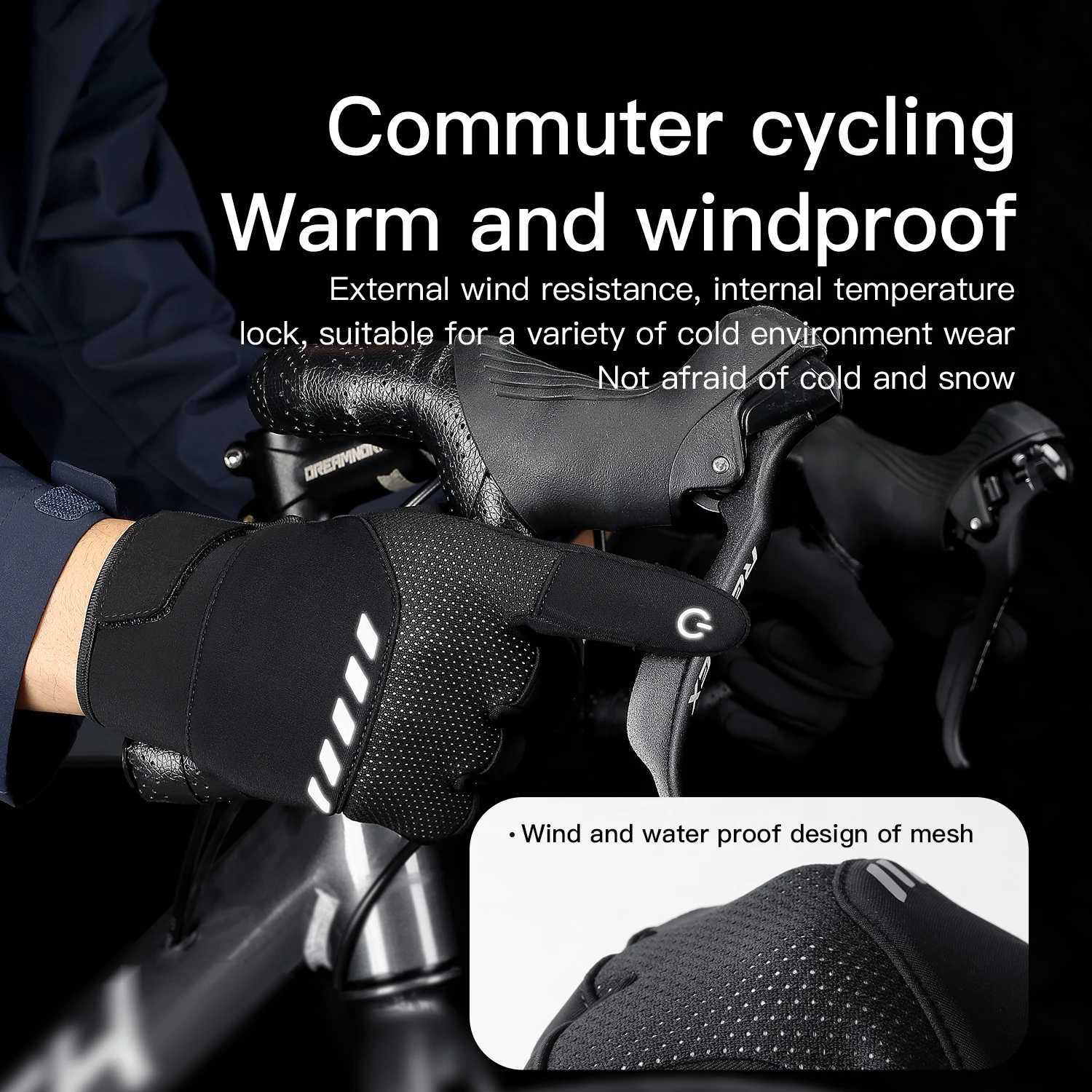 Men Winter Waterproof Cycling Gloves Outdoor Sports Running Motorcycle Ski Touch Screen Fleece Gloves Nonslip Warm Full Fingers J250922