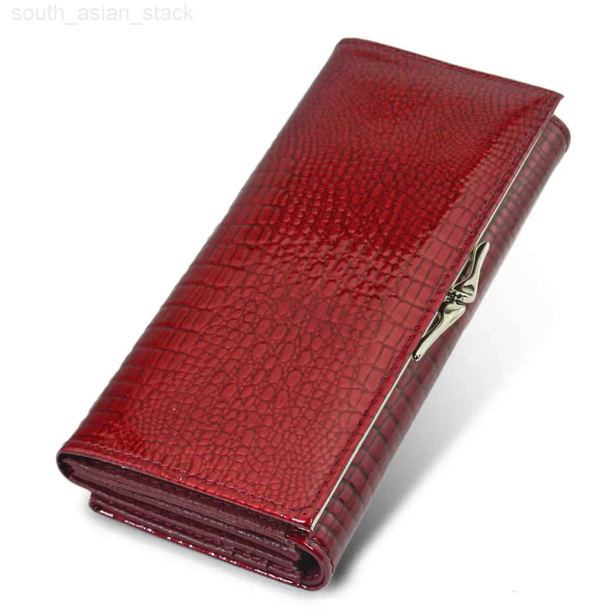 Designer Genuine Leather Women Wallet Female Long Clutch Money Bag Luxury Brand Alligator Leather Ladies Coin Purse Wifes Gift Z250922