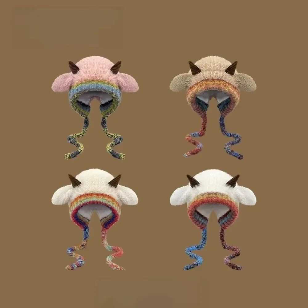 Cute Thick P Knitted Hat Warm Ear Protection Beanies Hat Pr Hats Y250920