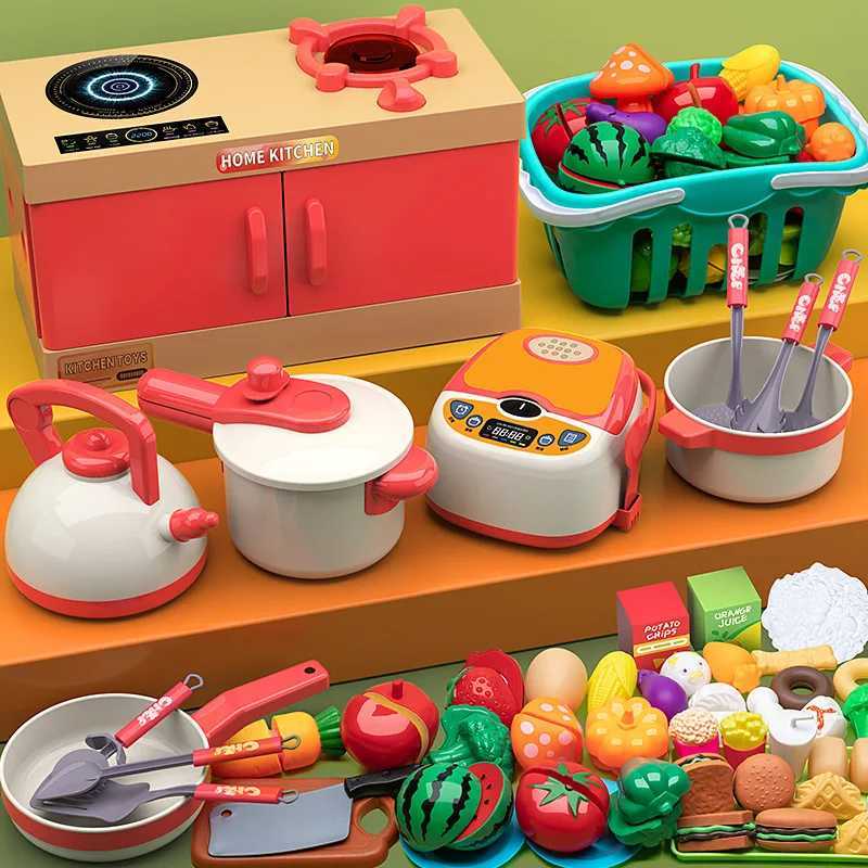 33Pcsset Kids Kitchen Toy Set for Boys and Girls Cooking At Home Simulation Kitchenware Stove Birthday Gift Children Kitchen C250922