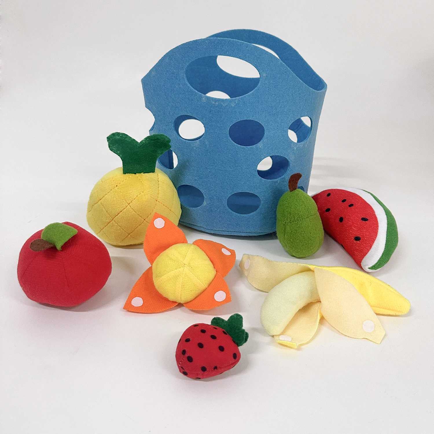 8pcs Felt Food vegetable basket Set Soft Felt cloth Fruits Pretend Play Toy Felt Fruit Children Kitchen Role Playing Toys Gifts C250922