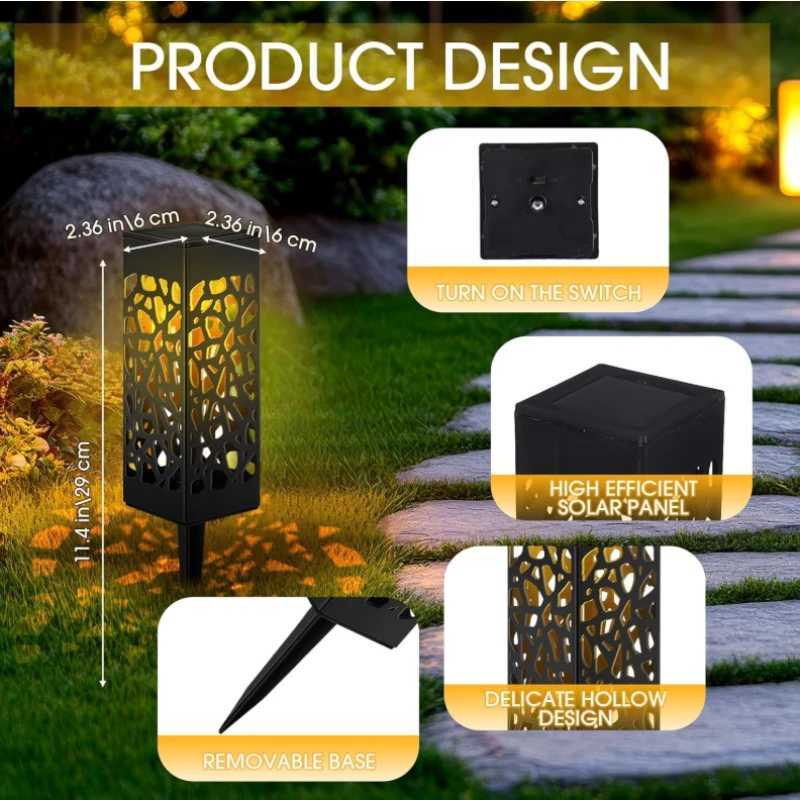 1/8PCS Outdoor Solar Lights Waterproof LED Hollow Pattern Garden Lamp Auto Sensor Pathway Lighting for Yard Patio Decoration C250922