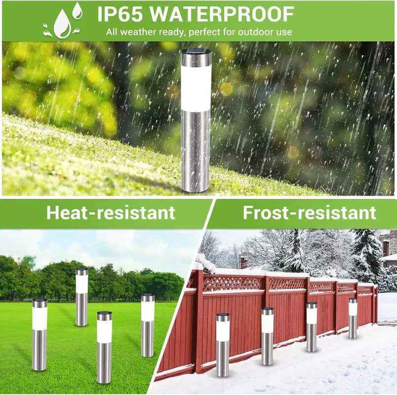 Solar Light White Solar Light Stainless Steel Waterproof LED Outdoor Garden Light Suitable for Courtyard Lawn and Trail C250922