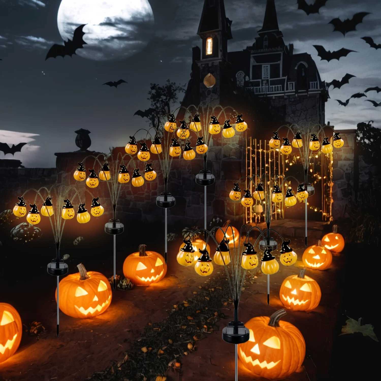 4PCS 24LED Solar Halloween Pumpkin Lantern Solar Decorative Light Suitable for Halloween Lawn and Courtyard Road Decoration C250922