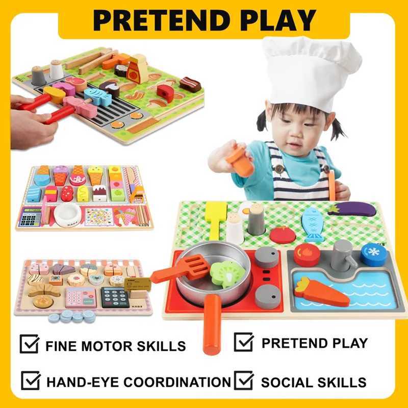 Wooden Kitchen Toys Pretend Play Coffee Mixer Tea Time Set Kids Cooking Accessories Play Food Educational Toys for Toddler Gifts C250922