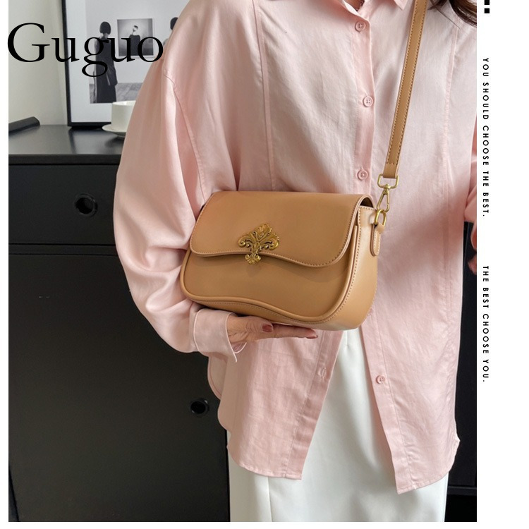 Guguo Designer Bag Fashion Women's Bag 2025 New Luxury Bag Style High-end Niche Design Shoulder Bag Trendy Versatile Personality Crossbody Bag