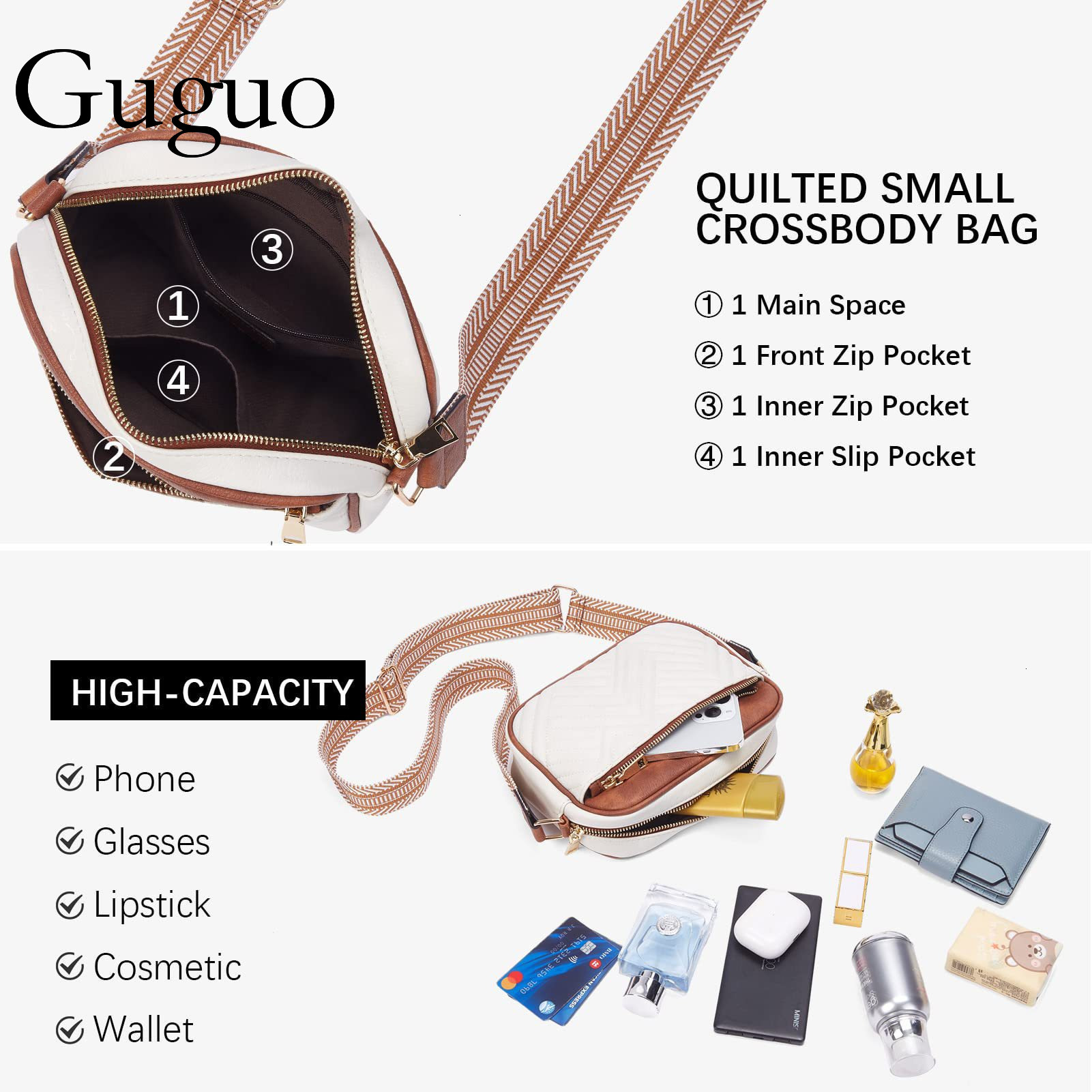 Guguo Designer Bag In Stock Cross-border Wholesale Luxury Bag 2024 New Trendy Versatile Women's Crossbody Bag Shoulder Bag Small Square Bag With 