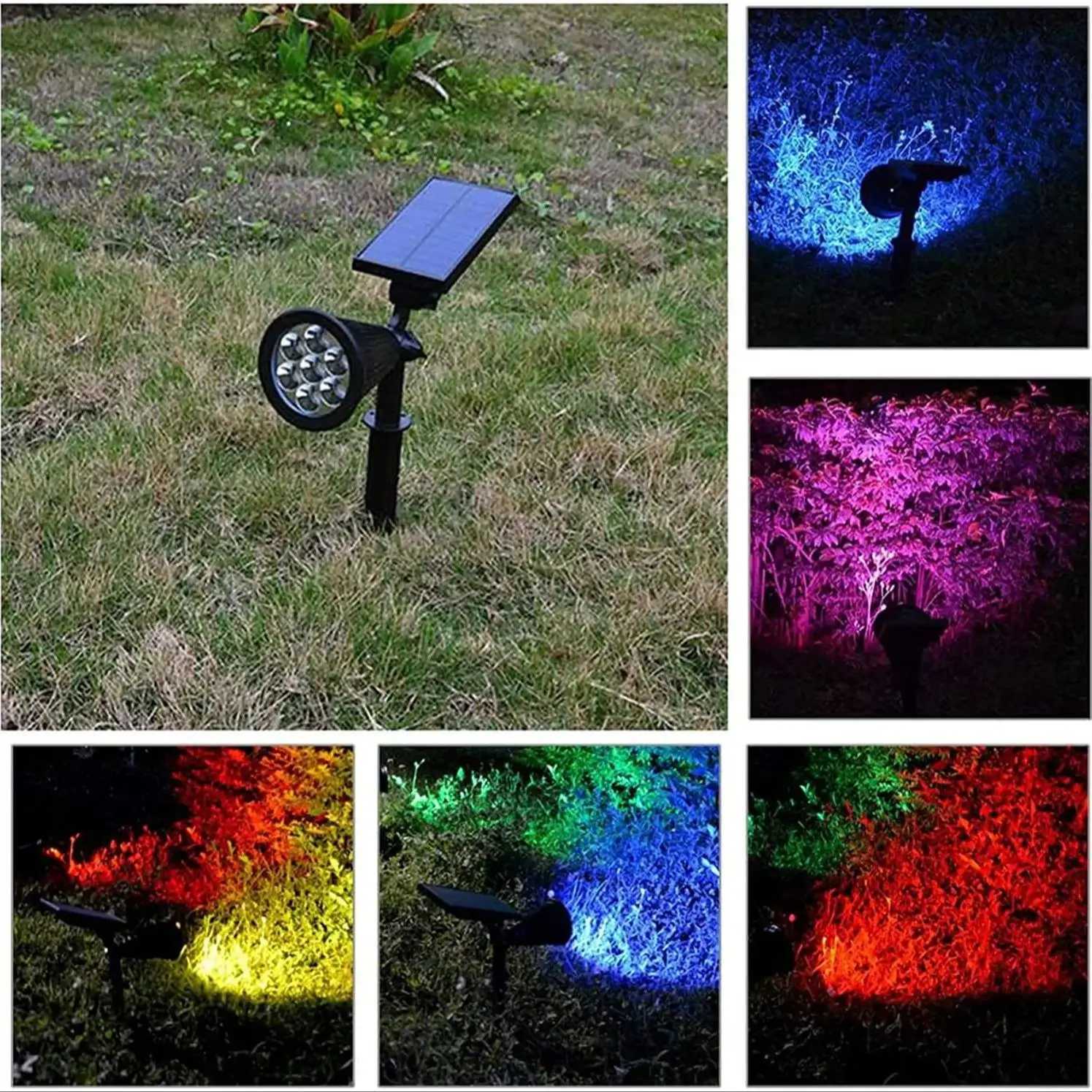 7LED Solar Lawn Lamp Outdoor RGB Solar Spotlight Garden Landscape Light for Wall Path Tree Lawn Halloween Christmas Decoration C250922