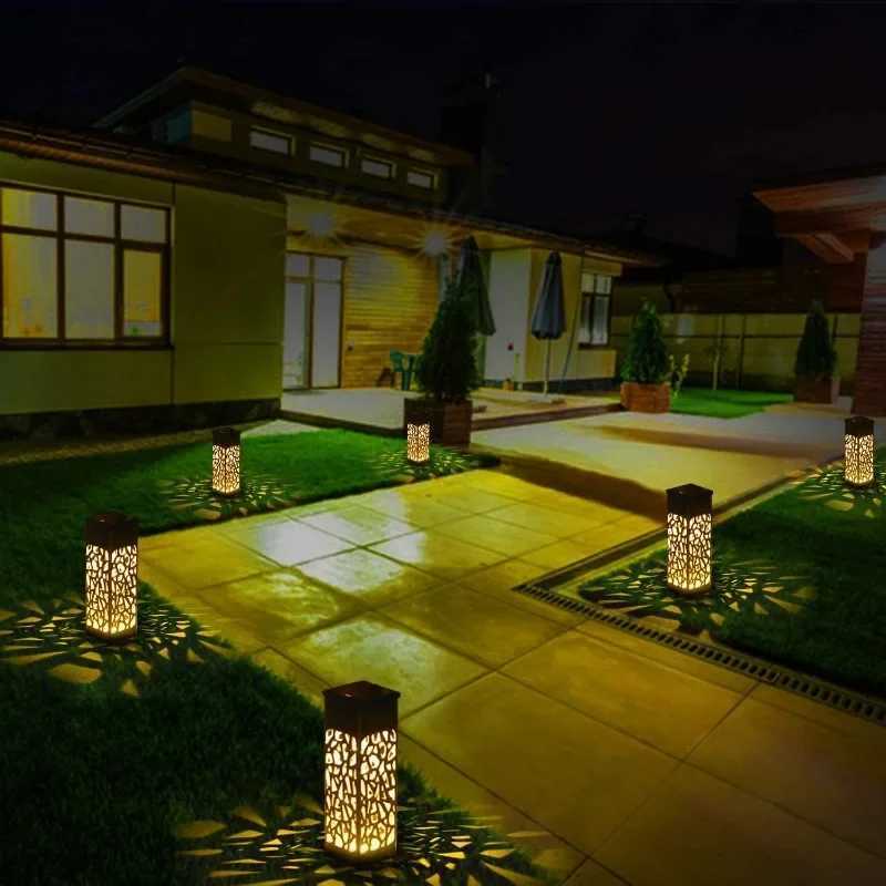 1/8PCS Outdoor Solar Lights Waterproof LED Hollow Pattern Garden Lamp Auto Sensor Pathway Lighting for Yard Patio Decoration C2509221
