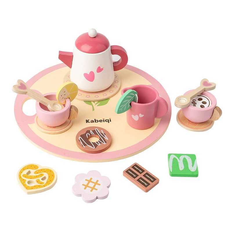 Wooden Tea Set For Little Girls Wooden Toys Toddler Tea Set Play Kitchen Accessories For Kids Pretend Play Food Tea Party Toys C250922
