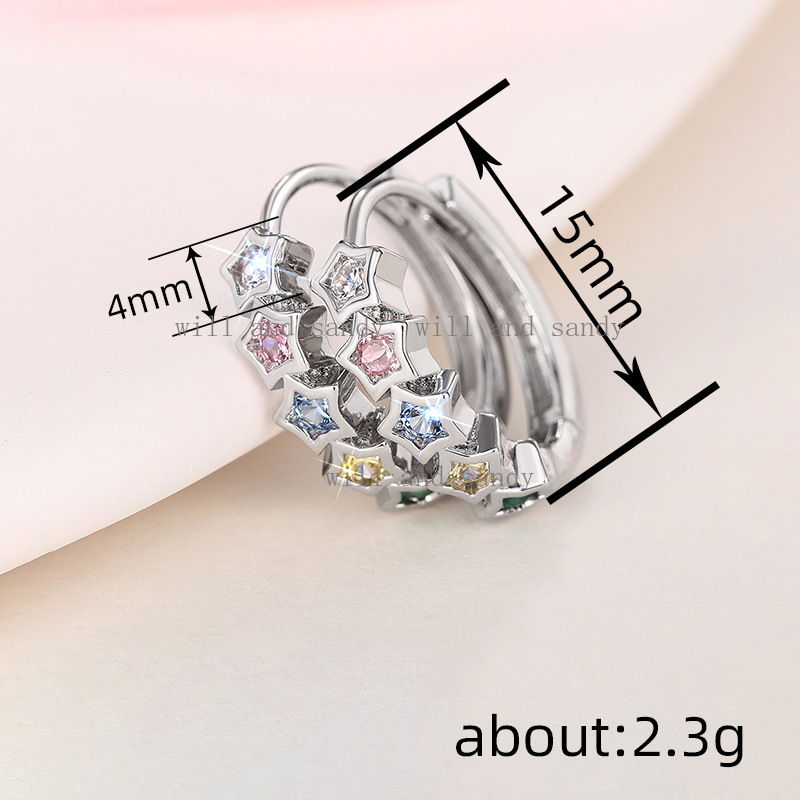 Sterling Silver Earrings Hypoallergenic Huggie Earrings for Women Colorful Multicolor Cubic Zirconia Hoop Earrings Jewelry Anniversary Birthday Gift