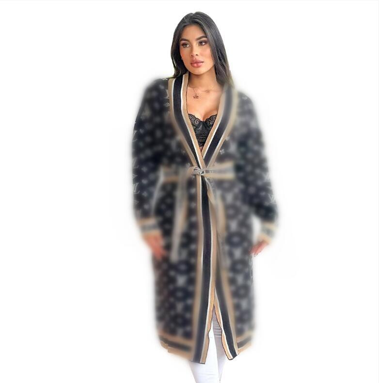 Desinger sweaters women luxury knitted cardigans temperament cardigan knitted jacket sweater windbreaker long robe with belt included body warm coats Sweaters